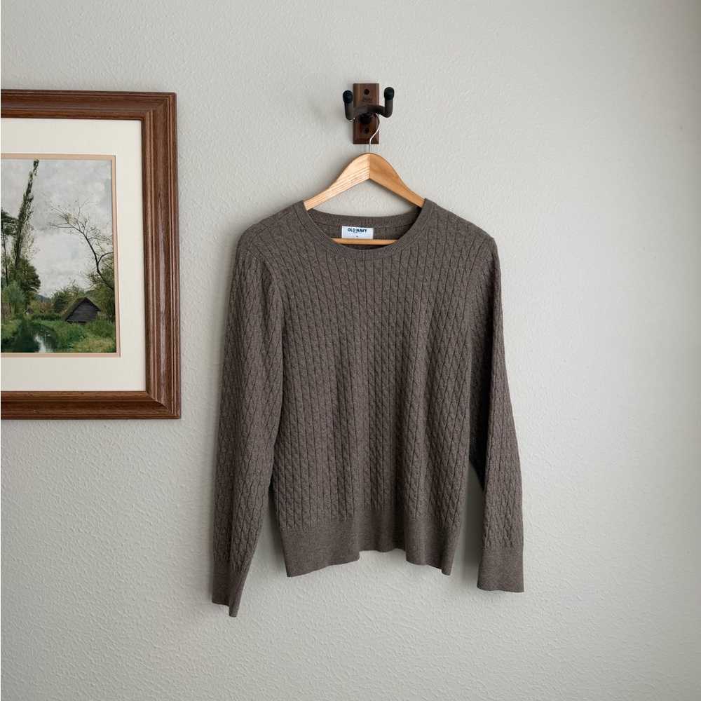 Old Navy Taupe SoSoft Cableknit Crewneck Sweater